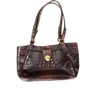 Brahmin Leather Pecan Croc Embossed Purse